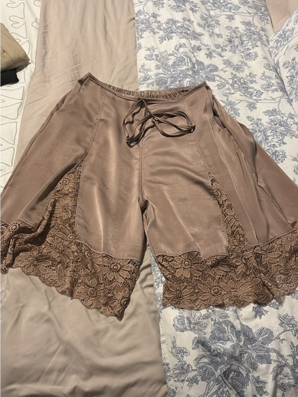 Amazon Women's Taupe Lace Trim Sleep Shorts